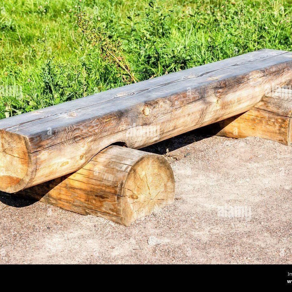 Rustic Rustic Wooden Log Park Bench Outdoor Seating