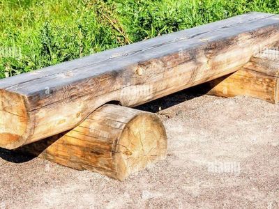 Rustic Rustic Wooden Log Park Bench Outdoor Seating