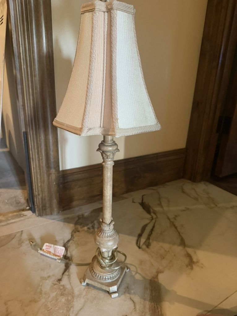 30” Traditional Table Lamp with Beige Fabric Shade