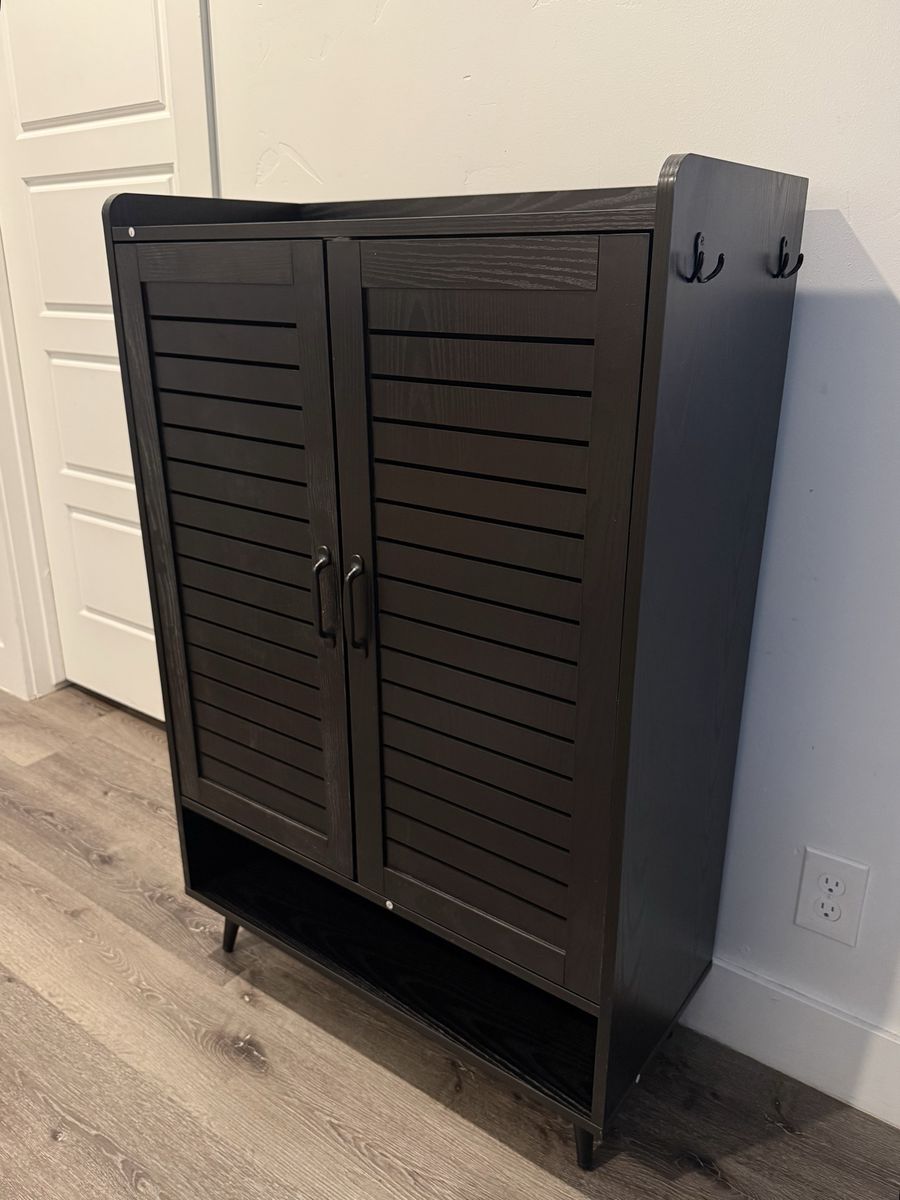 Brand New Black 7-Tier Shoe Cabinet with Doors
