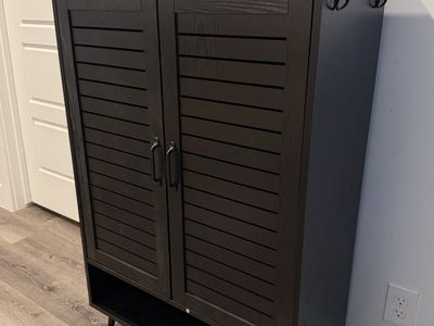 Brand New Black 7-Tier Shoe Cabinet with Doors