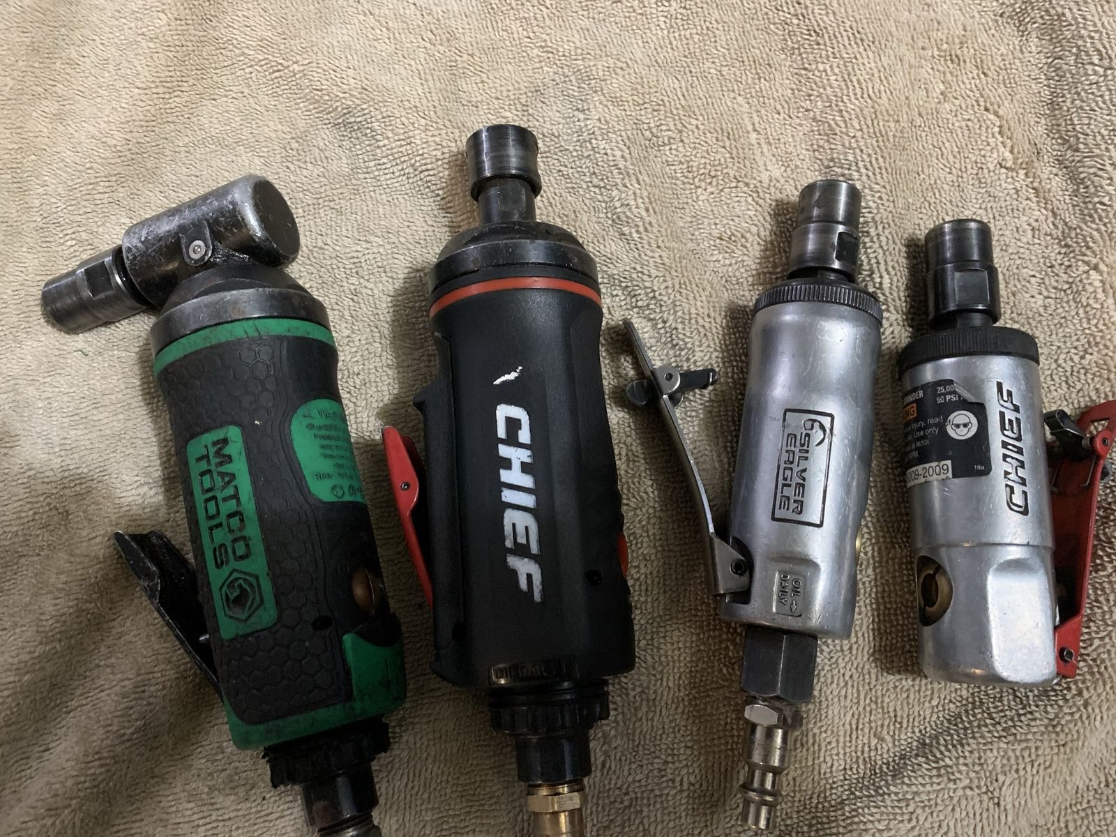 Matco Tools, Chief, Silver Eagle Pneumatic Die Grinders - Set of 4 Air Tools