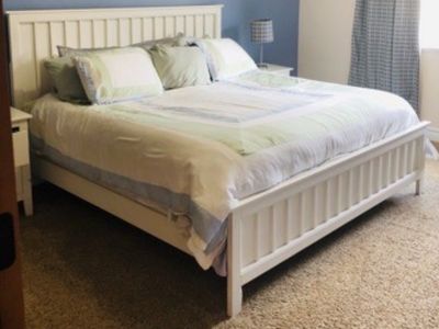Creamy White King Bedframe with Two Nightstands