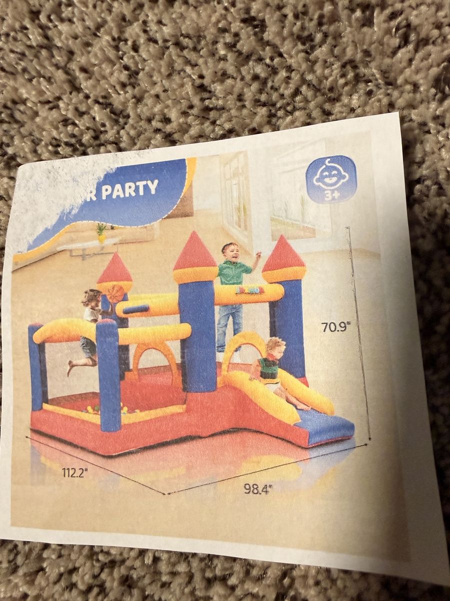 Inflatable Bounce House w/ Slide & Blower - Outdoor Kids Party Fun