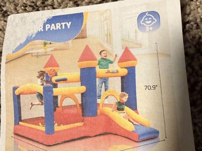 Inflatable Bounce House w/ Slide & Blower - Outdoor Kids Party Fun
