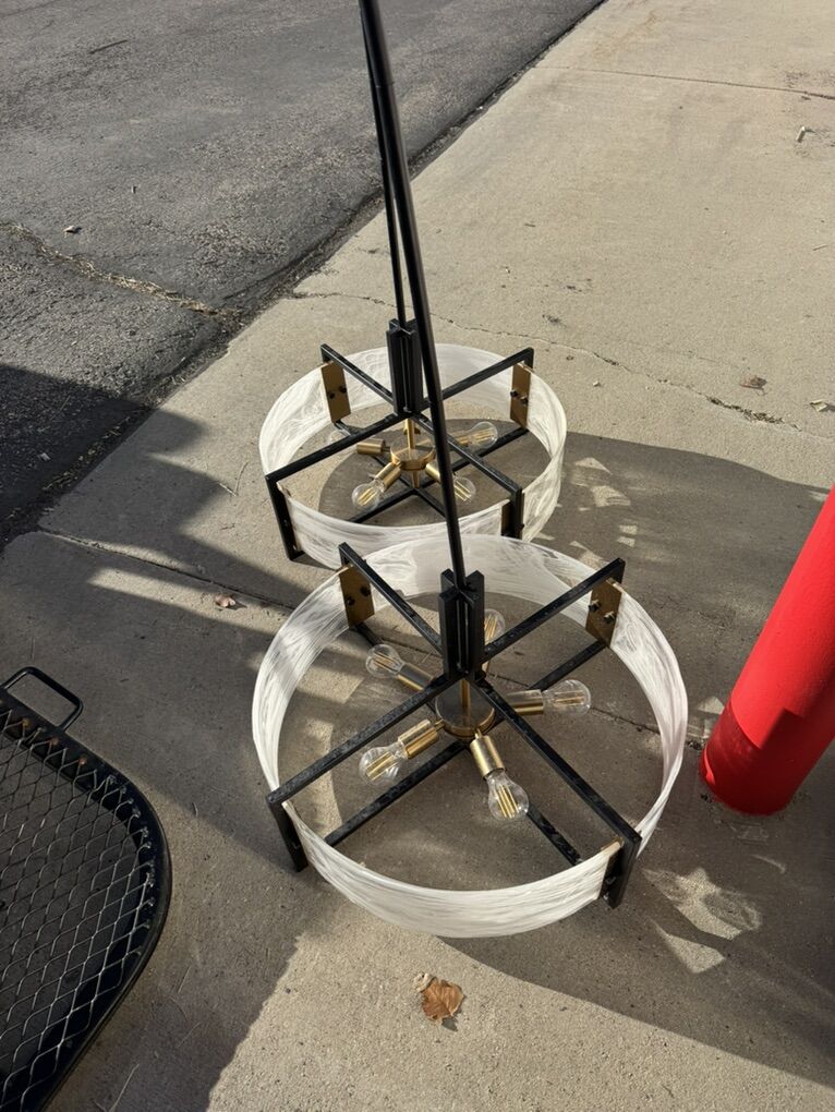 Modern Black & Brass Drum Chandeliers