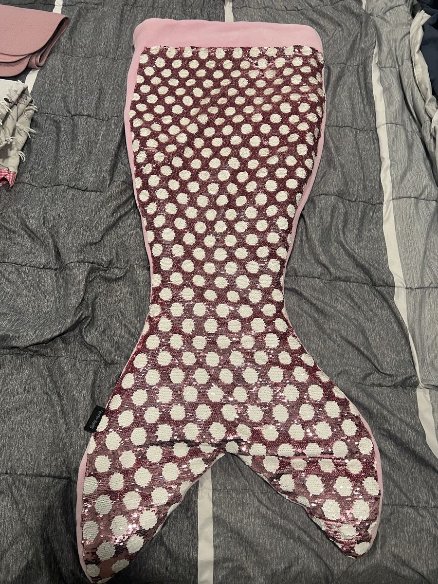 Pink Sequin Mermaid Tail Blanket