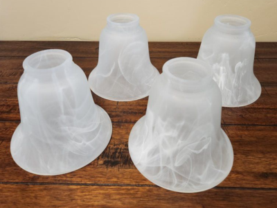 Set of 4 Bell Shaped Frosted Swirl Glass Shade