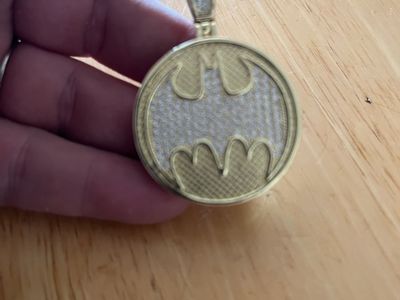 Gold-Tone Batman Logo Pendant Necklace with Rope Chain and Pave Stones