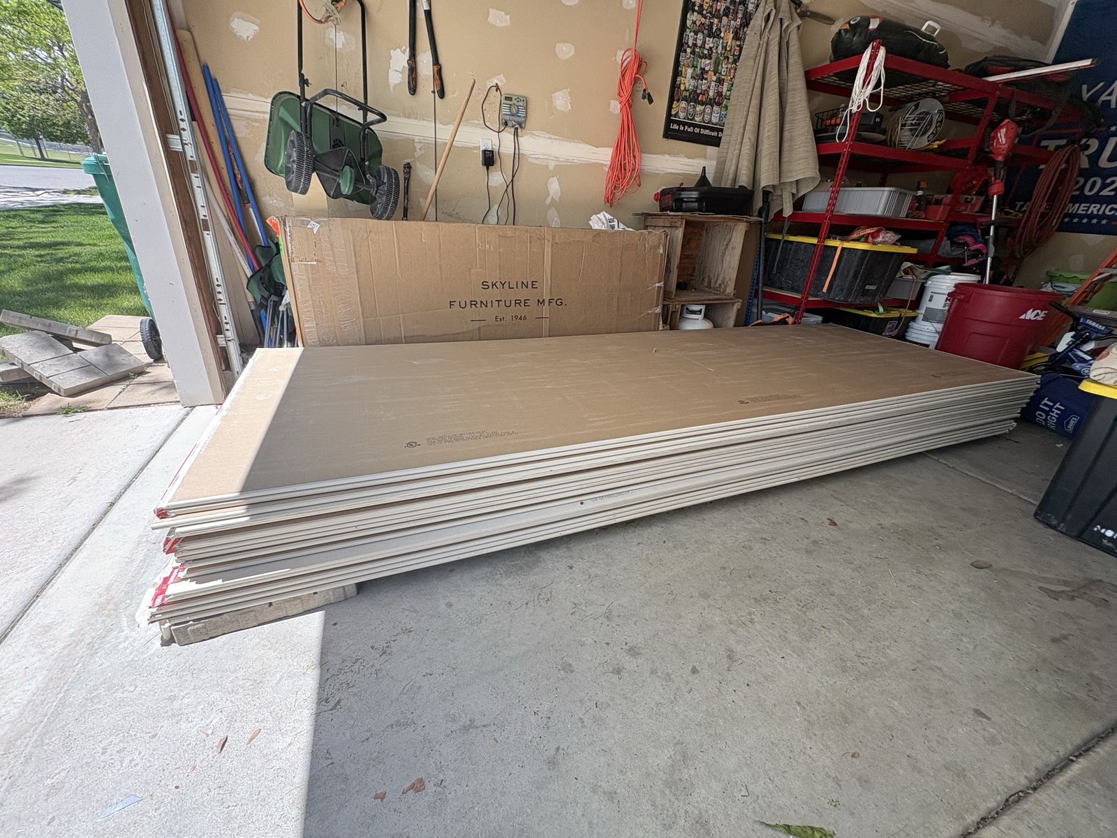 4’ x 12’ 5/8” sheets of drywall