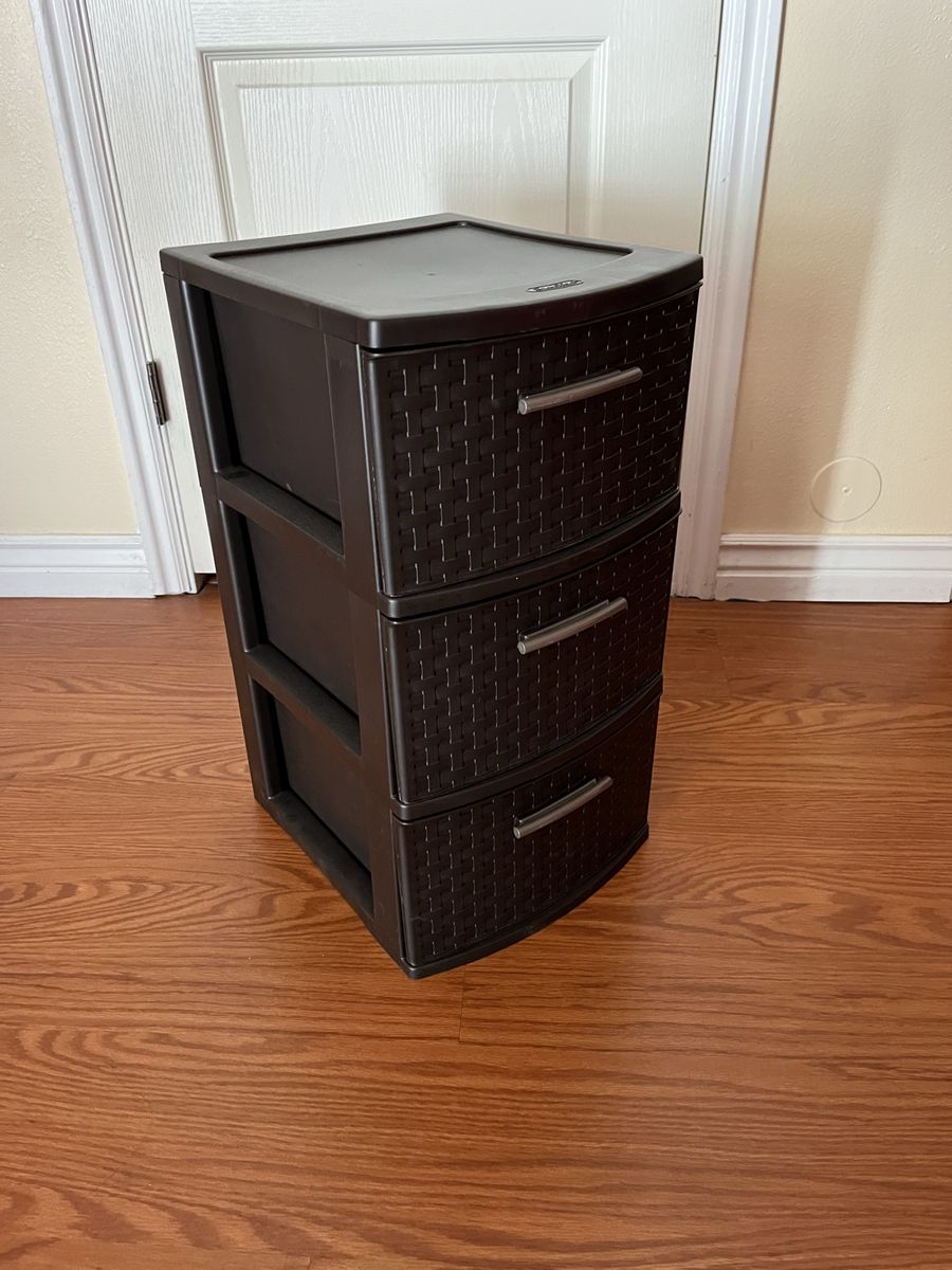 Sterilite 3-Drawer Dark Espresso Brown Weave Plastic Storage Tower