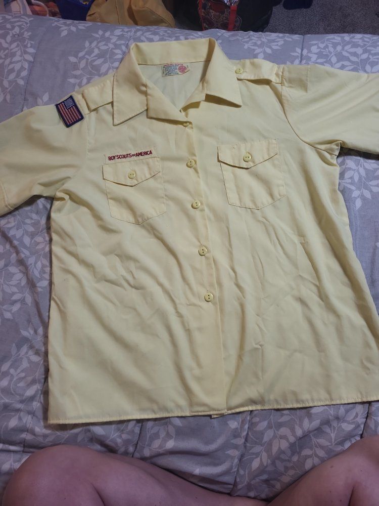 Vintage Boy Scouts of America Women's Uniform Shirt Size XL Yellow Short Sleeve