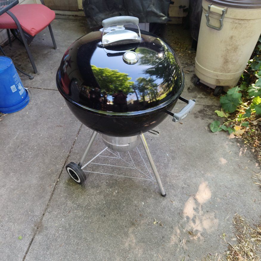 Weber 22 in. Original Kettle Premium Charcoal Grill - Black with Ash Catcher and Wheels