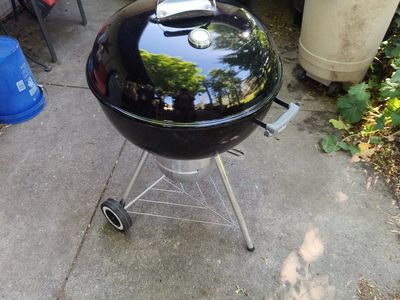 Weber 22 in. Original Kettle Premium Charcoal Grill - Black with Ash Catcher and Wheels
