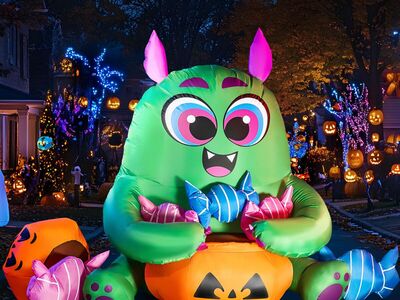 Halloween Trick Or Treat Monster Candy Inflatable Blow Up Pumpkin Home Decor Decoration Yard Prop