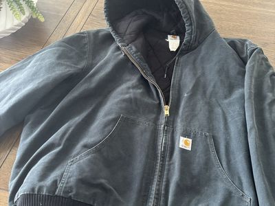 Carhartt J140 BLK Quilted Flannel Lined Active Jacket Black Size 4XL
