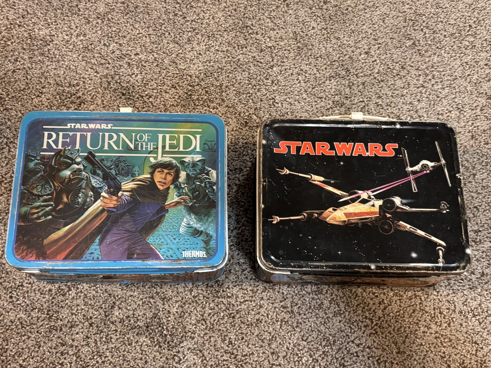 Vintage Star Wars and Return of the Jedi Metal Lunchboxes (2) - Return of the Jedi & X-Wing Battle Used