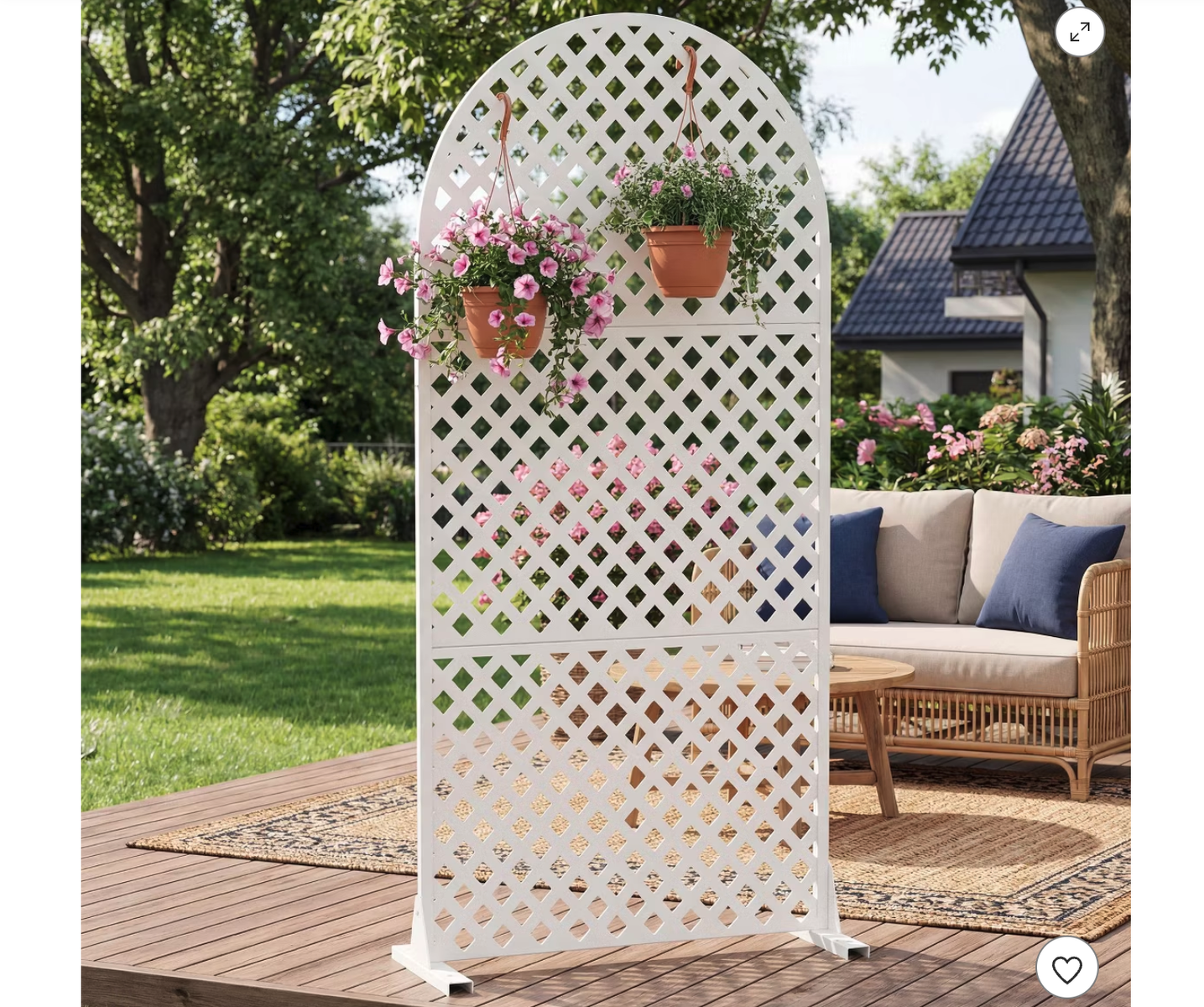 New in Box White Diamond Arched Galvanized Steel Privacy Screen, 72×35.5×15.75 inch,