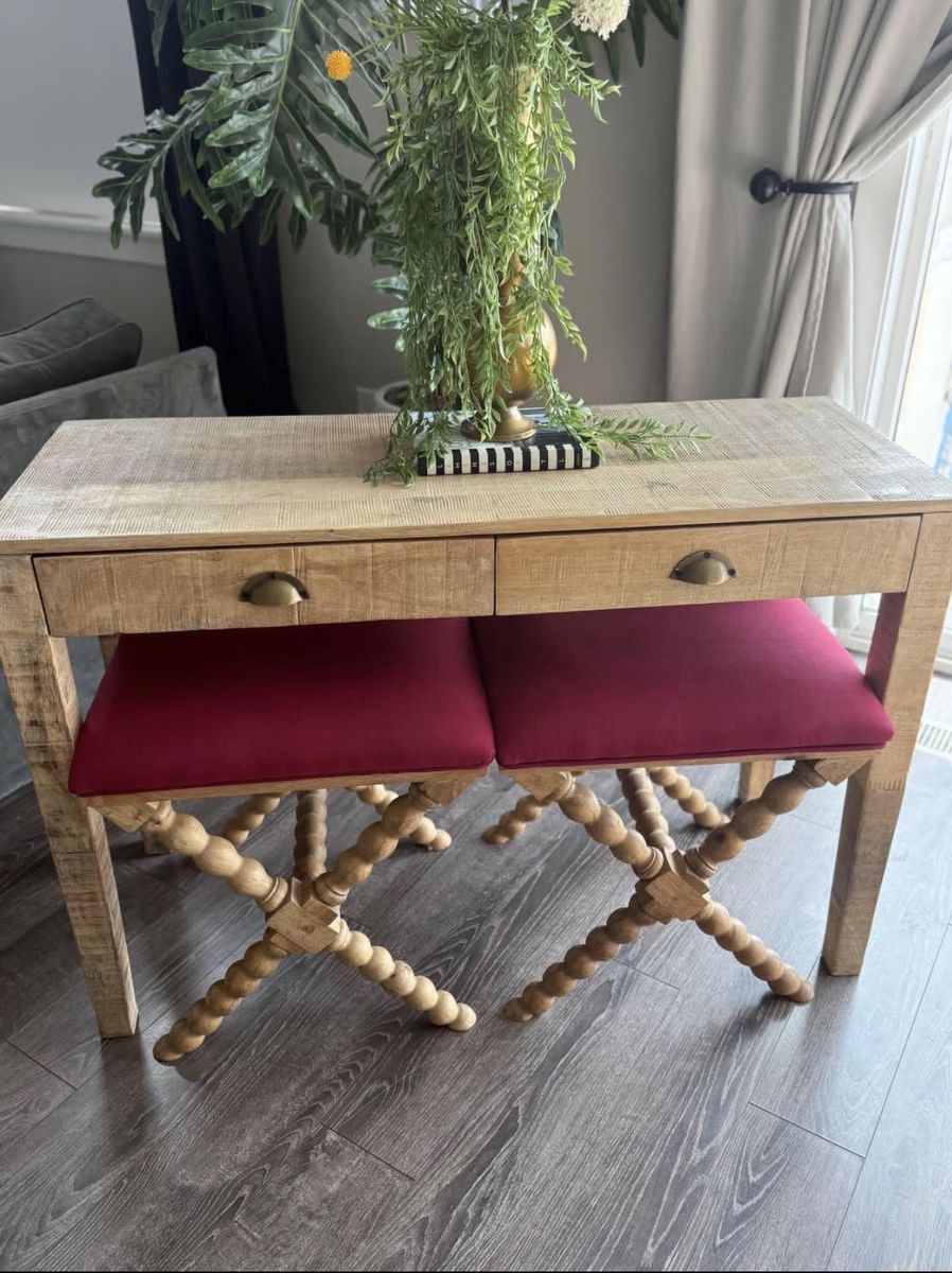 C.G Sparks Desk, accent/ entry table & stools.