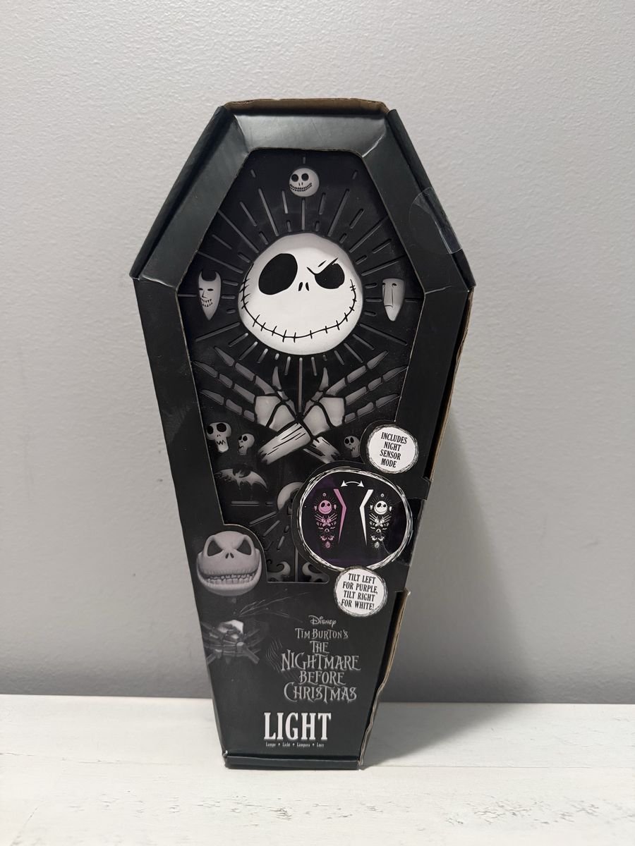 Disney Tim Burton's Nightmare Before Christmas Jack Skellington Coffin Light w/ Night Sensor