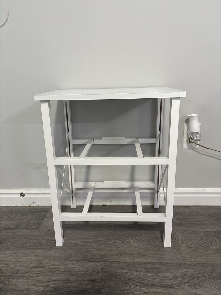 White Wood Bar Cart / Small Console Table - Versatile and Compact