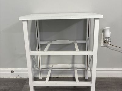 White Wood Bar Cart / Small Console Table - Versatile and Compact