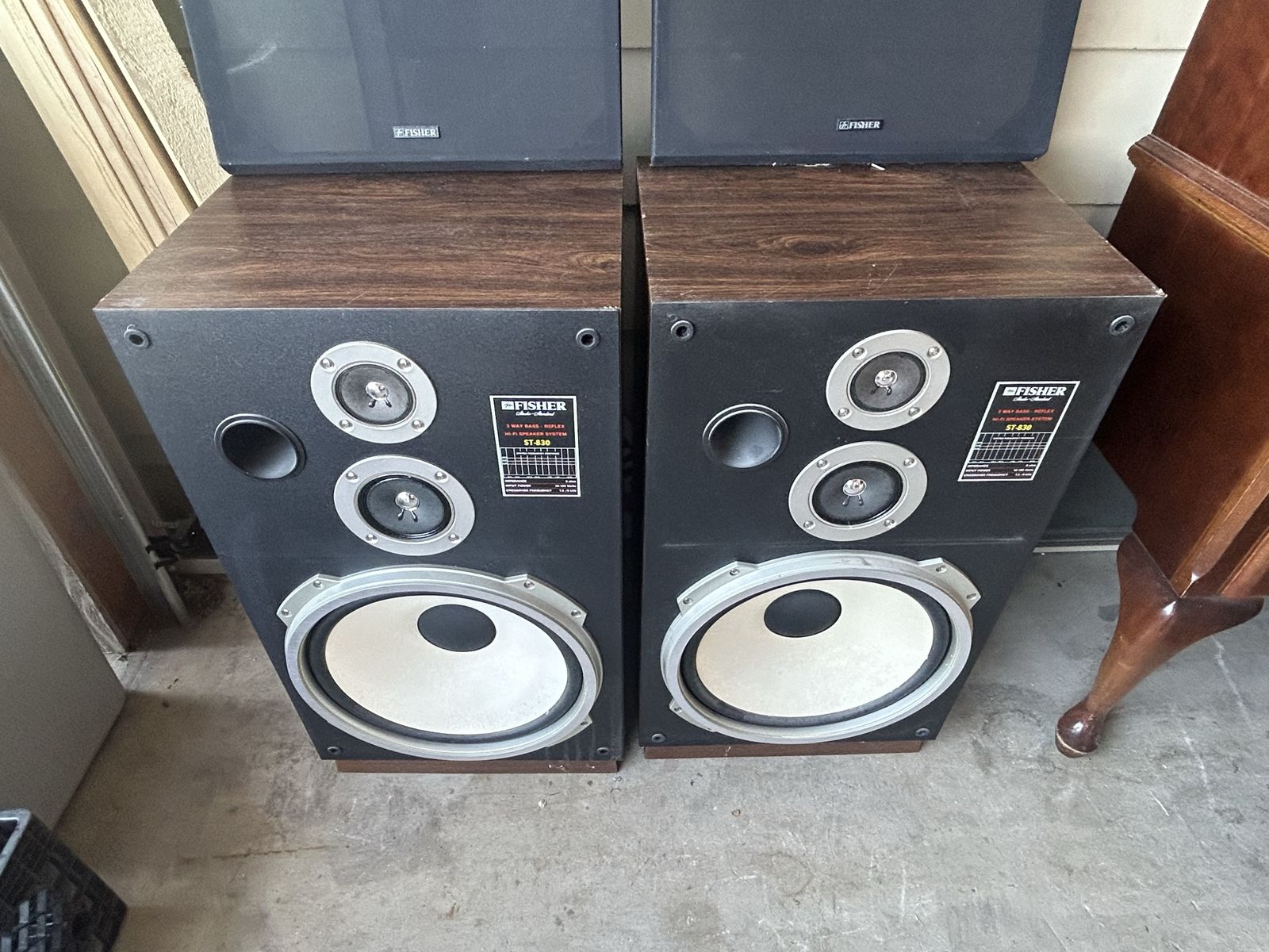 Retro Fisher ST-830 Speakers HiFi Stereo Vintage Home Audio USA 15" 3-Way 100w