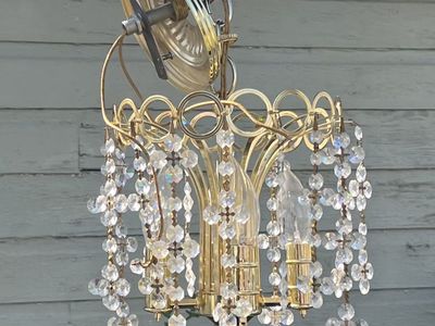 Gold & Glass Crystal Vintage Chandeliers 4 Availab