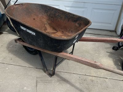 True Temper Metal Wheelbarrow with Wooden Handles