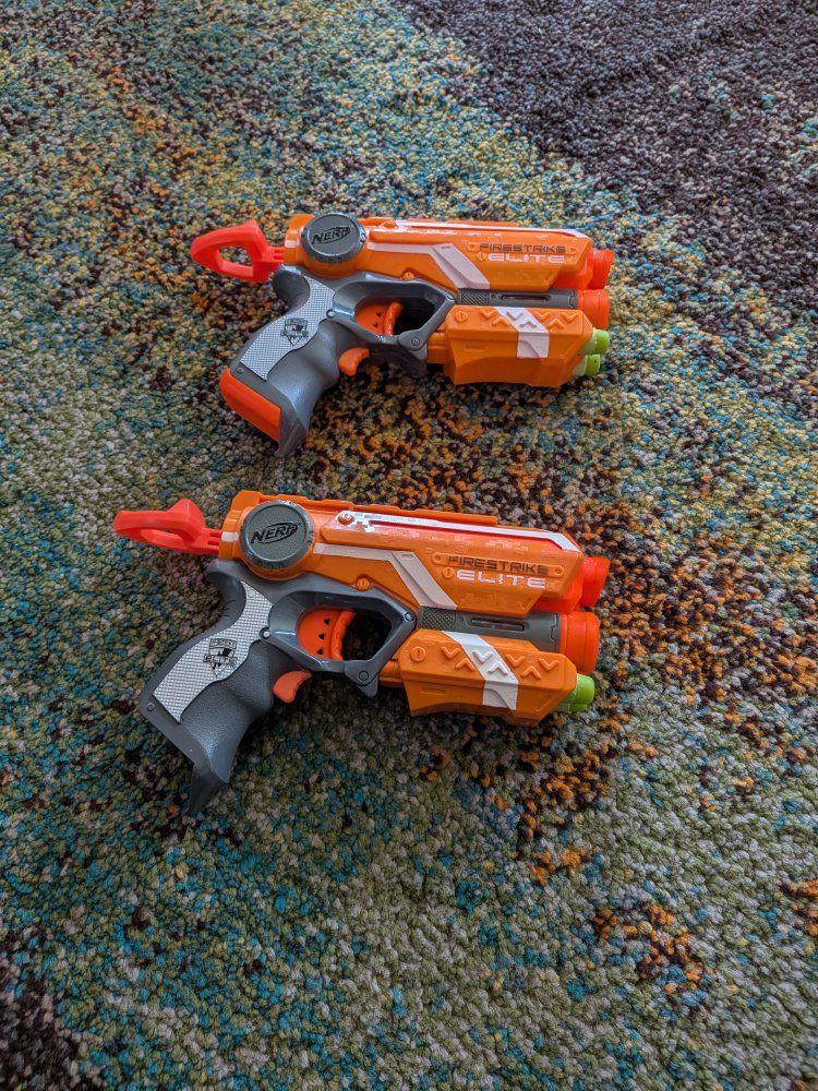 NERF Elite Firestrike Blasters - 2 Pack - Orange & Gray Toy Guns for Kids & Adults