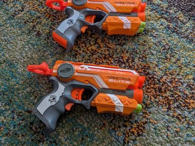NERF Elite Firestrike Blasters - 2 Pack - Orange & Gray Toy Guns for Kids & Adults