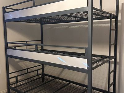 Sturdy Grey Metal Triple Bunk Bed