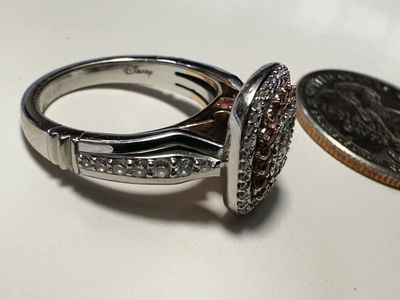 Enchanted Disney Princess Aurora 1/2 CT Diamond & Pink Tourmaline 14K Two-Tone Gold Ring Size 7