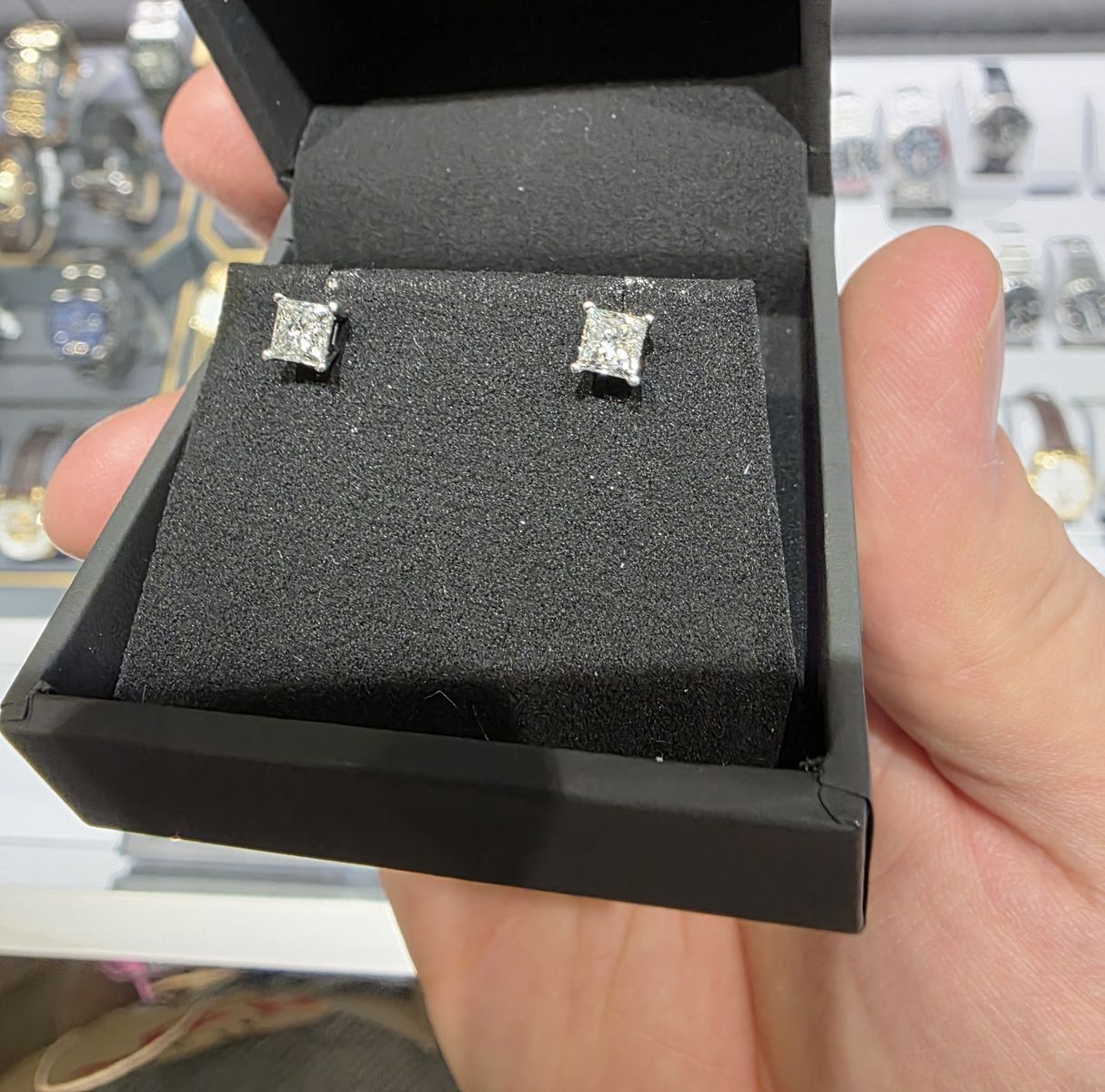Two sets diamond earrings
