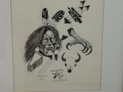Douglas H. Fast Horse "Eagle Spirit" Native American Ink Drawing Signed & Dated 1982, #94/1000