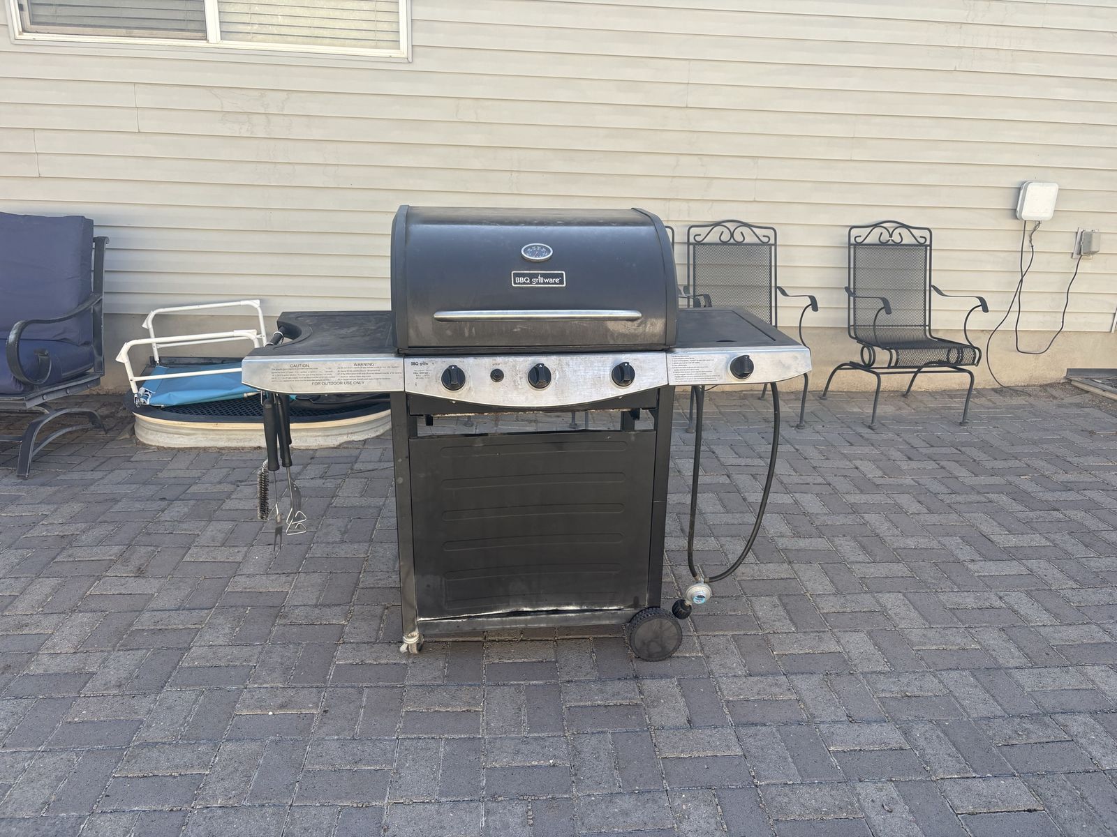 BBQ Grillware 3-Burner Propane Gas Grill with Side Burner