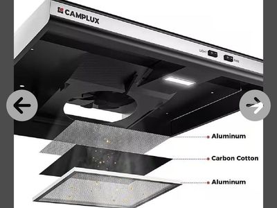 CAMPLUX 22" RV Range Hood with 3-Layer Aluminum Filter, LED Light, and Quiet Fan Operation