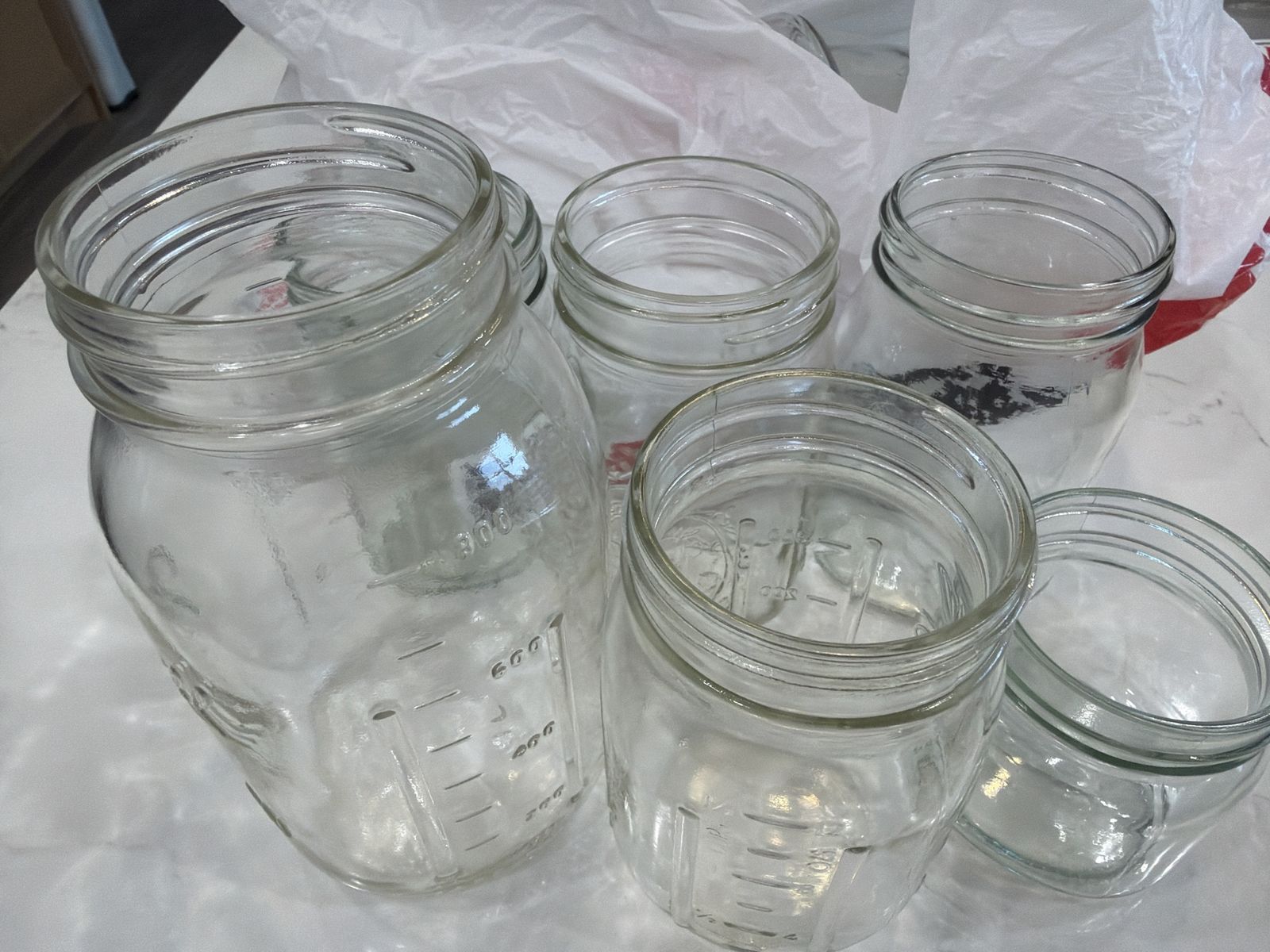 Assorted Clear Glass Canning Jars - Various Sizes