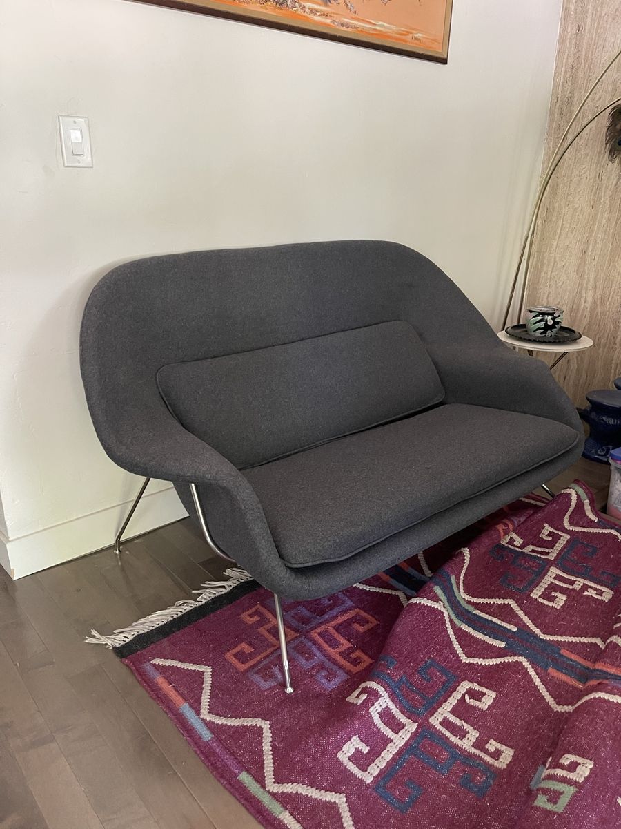 Replica Mid Century Vintage Knoll Womb Settee Loveseat Sofa by Kardiel