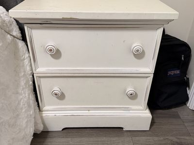 White 2-Drawer Nightstand/End Table - Shabby Chic Style
