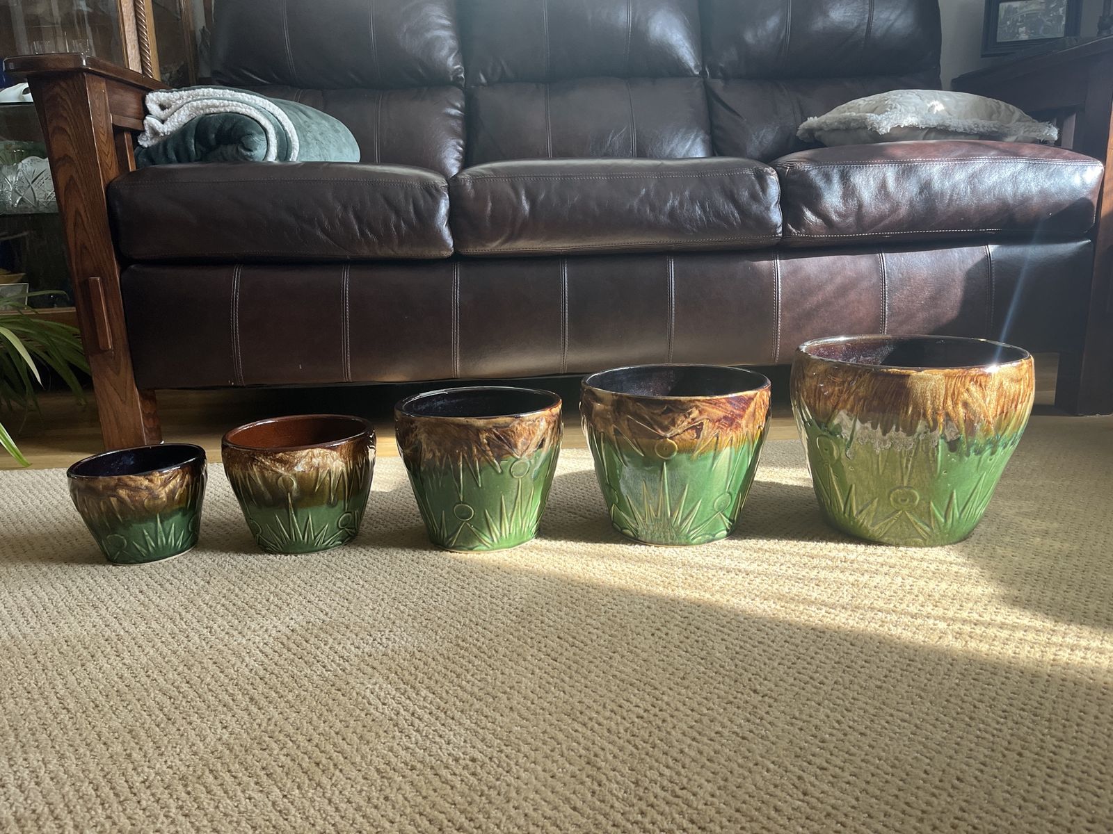 Five Matching, Graduating in Size, Stunning Pots/Pottery - Art Deco 1920's