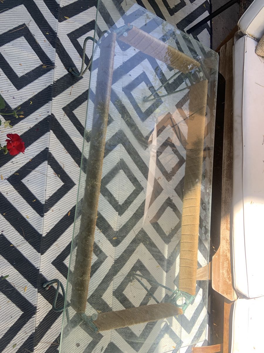Glass Top for Patio Table or Desk - Rectangular with Wrapped Metal Frame