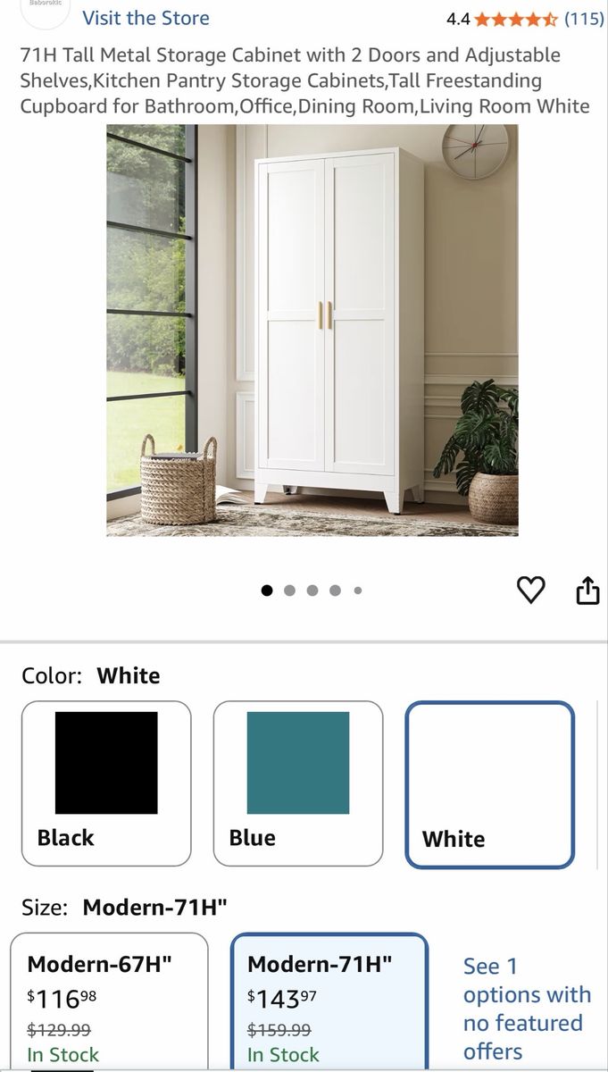 White metal storage cabinet