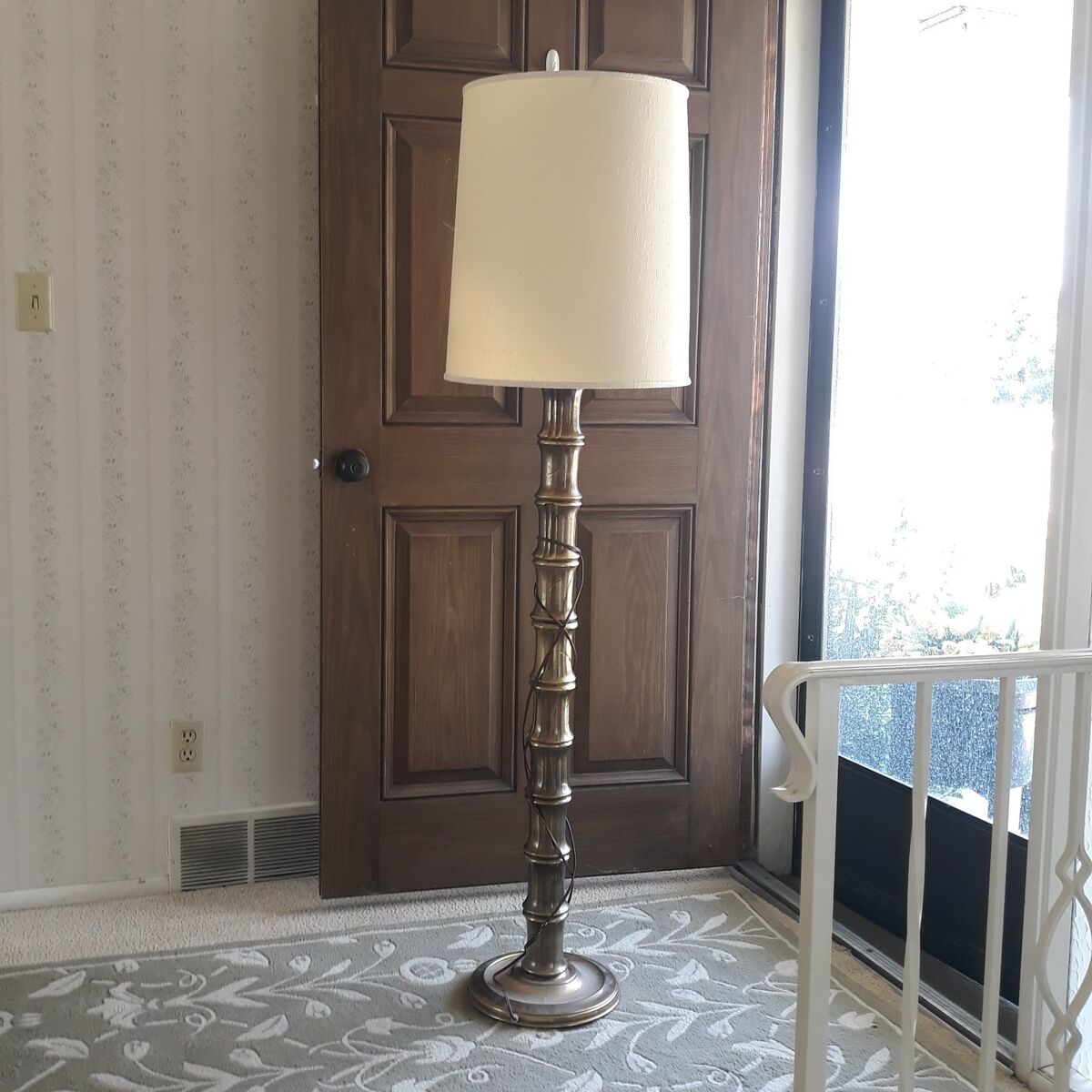 Vintage Leviton Faux Bamboo Floor Lamp Brass USA