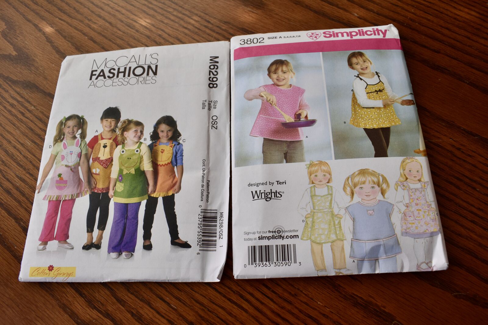 2 Separate Children’s Aprons Sewing Patterns With Several Sizes