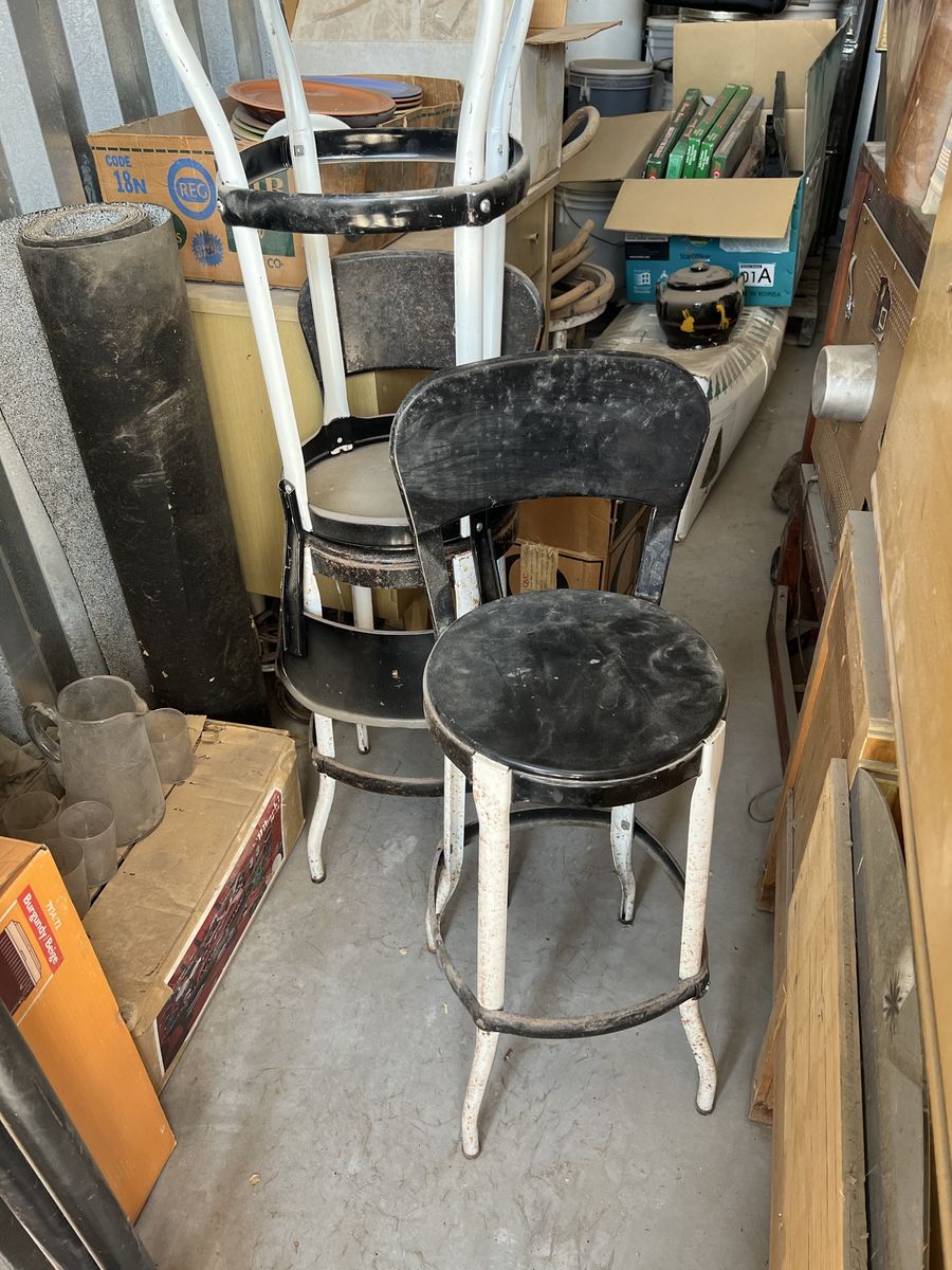 3 Vintage Metal Stools