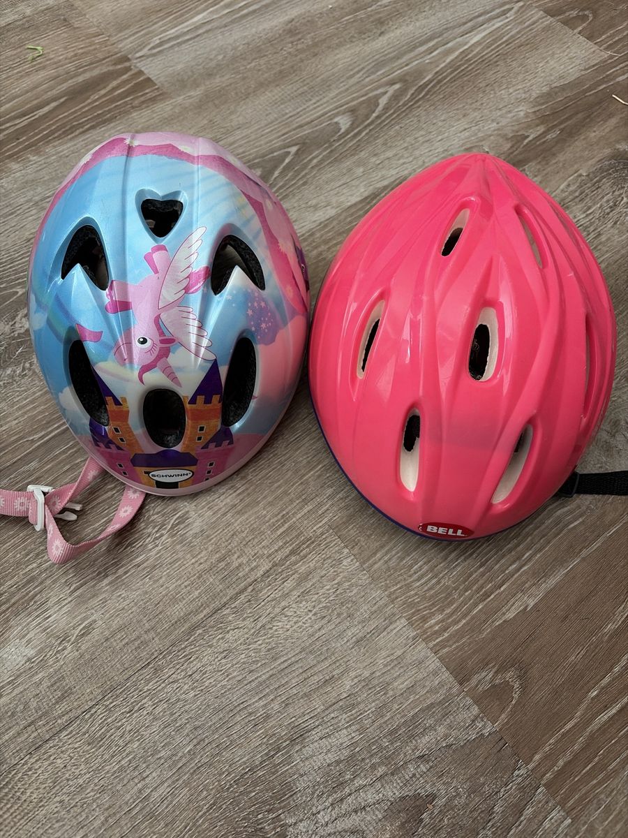 Set of 2 Kids Bicycle Helmets - Schwinn Unicorn Castle & Bell Pink