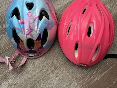 Set of 2 Kids Bicycle Helmets - Schwinn Unicorn Castle & Bell Pink