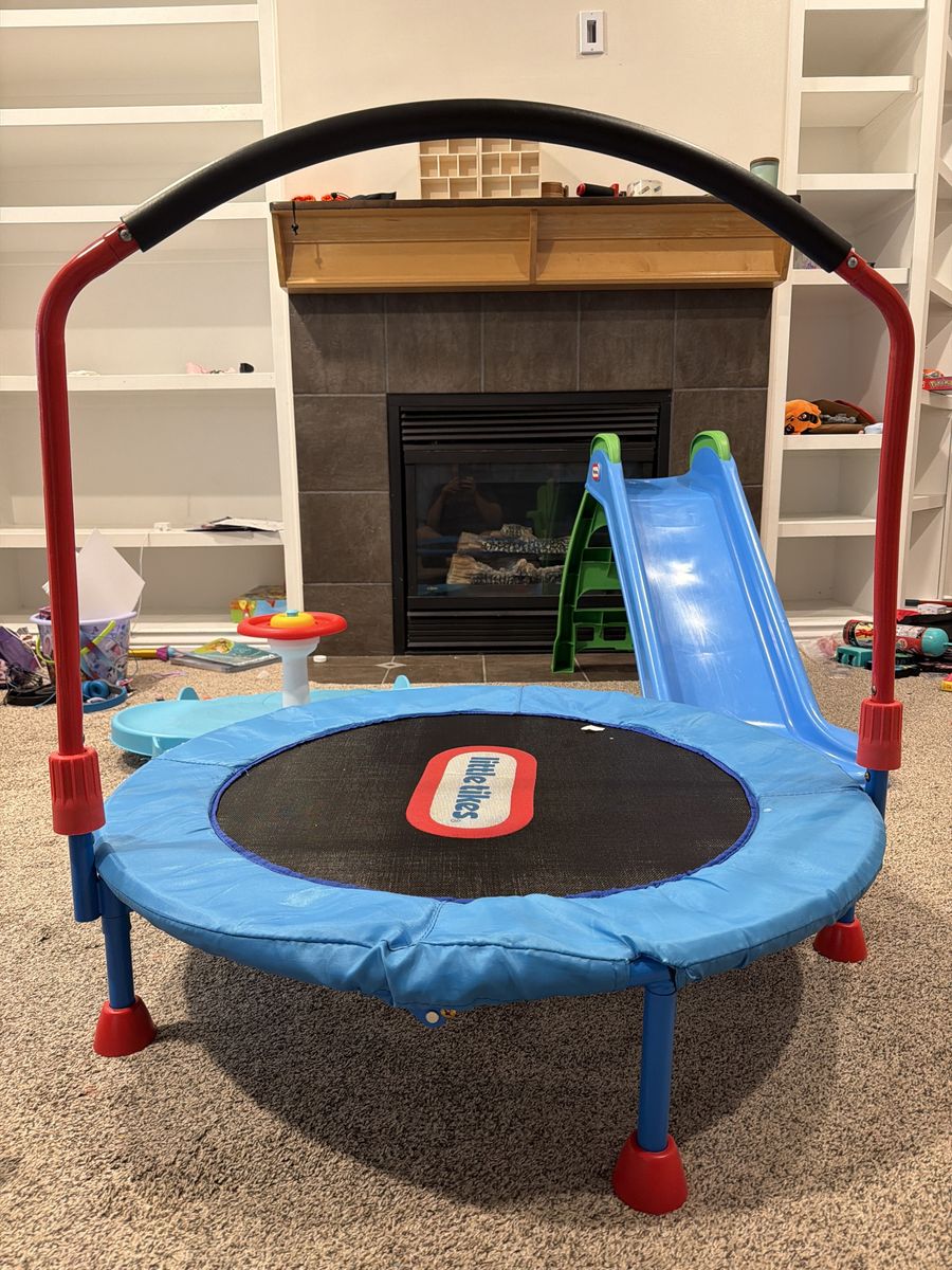 Little Tikes 3' Trampoline with Handle and Slide - Kids Indoor/Outdoor Jumper Toy