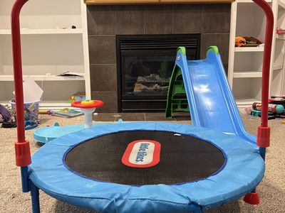 Little Tikes 3' Trampoline with Handle and Slide - Kids Indoor/Outdoor Jumper Toy